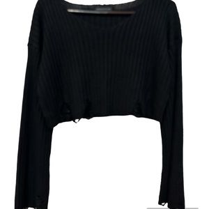 Urban Outfitters black crop distressed sweater S